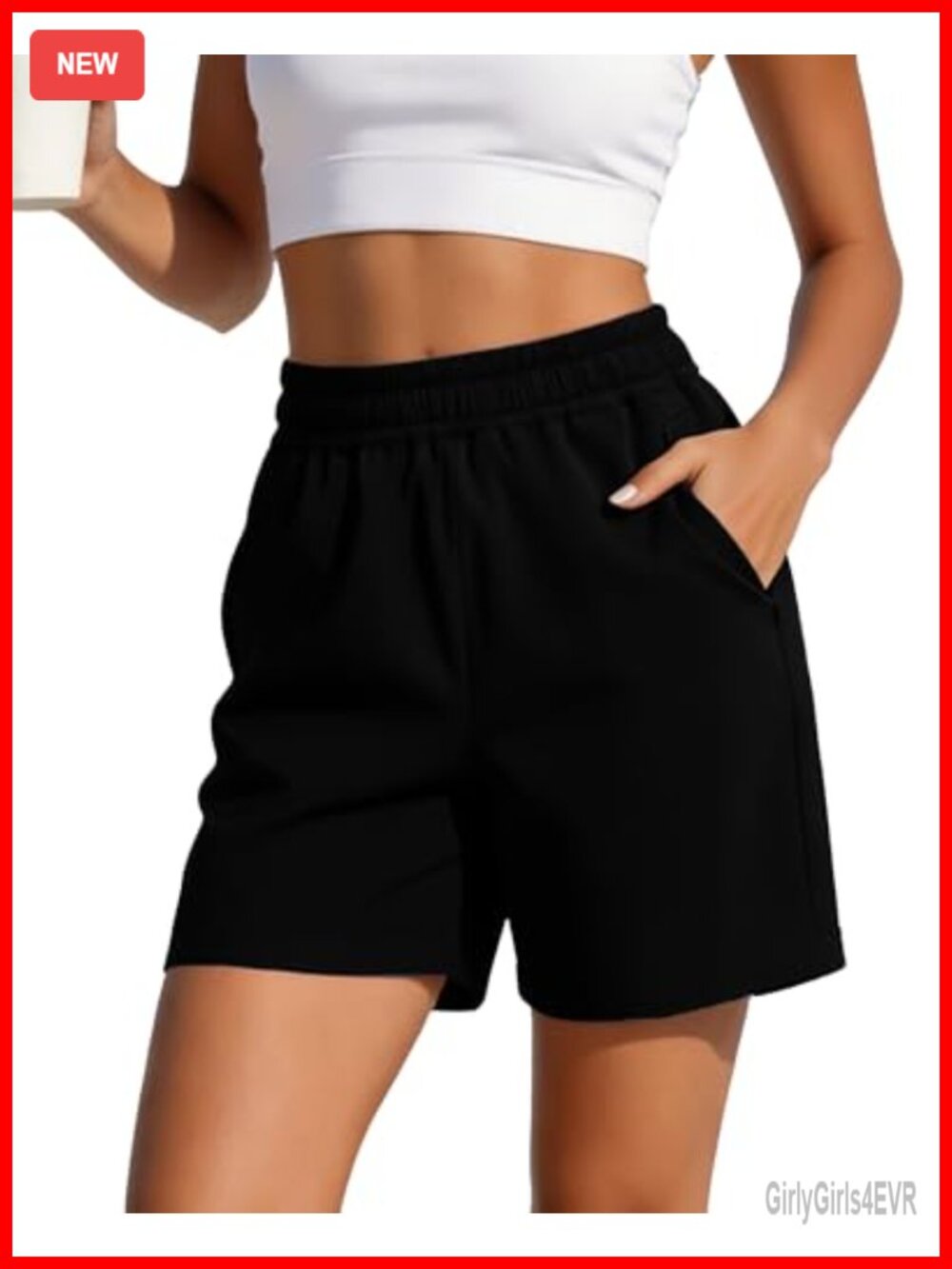 Womens High Waisted Athletic Bermuda Shorts 6 Inch Inseam with Pockets